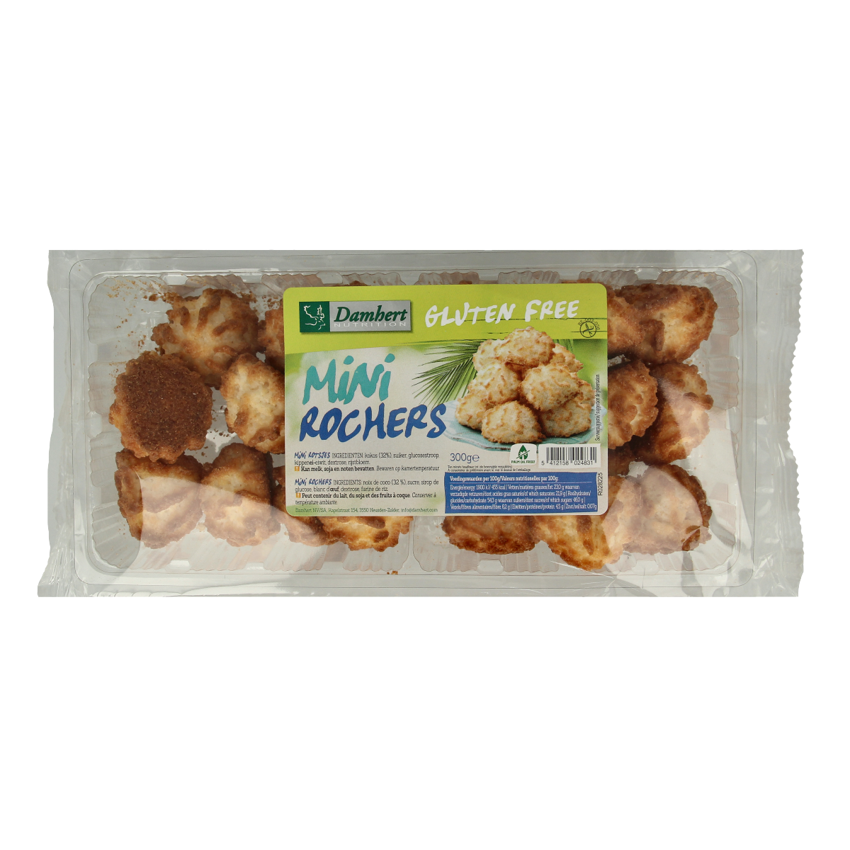 Damhert Mini kokosrotsen glutenvrij 300.00 Gram
