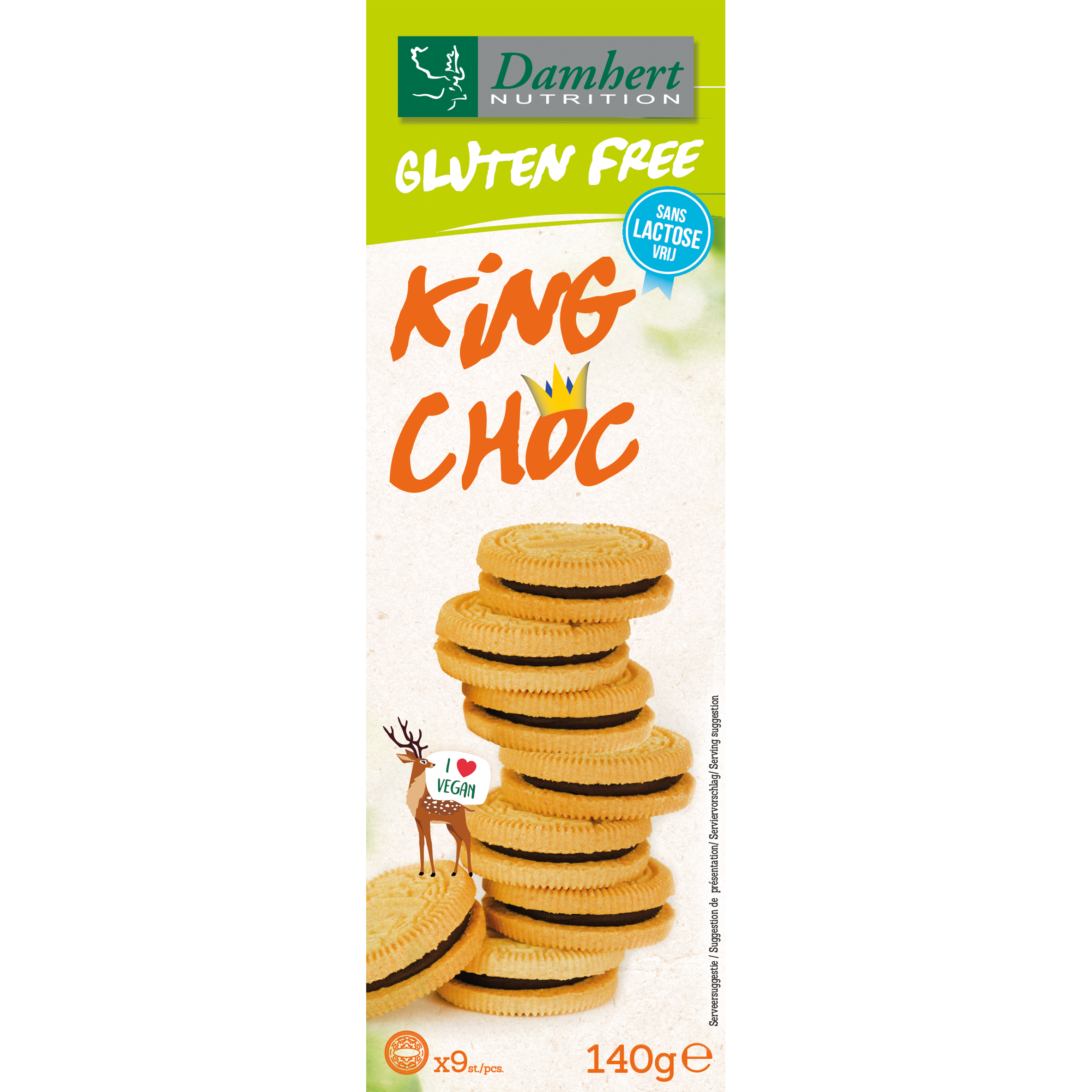 Damhert King chocolade koekjes lactose vrij 140.00 Gram