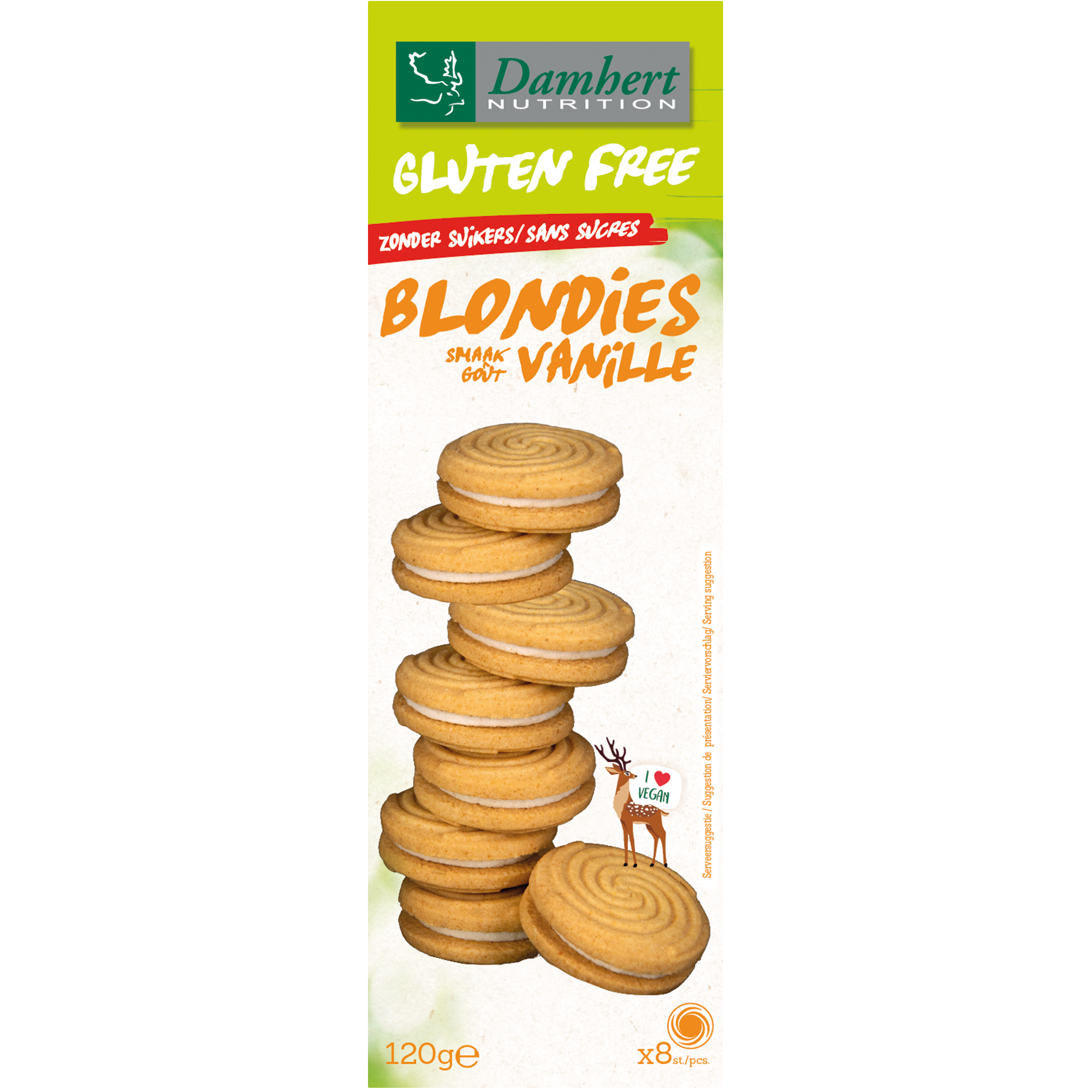 Damhert Glutenvrije blondies zonder suiker 120.00 Gram