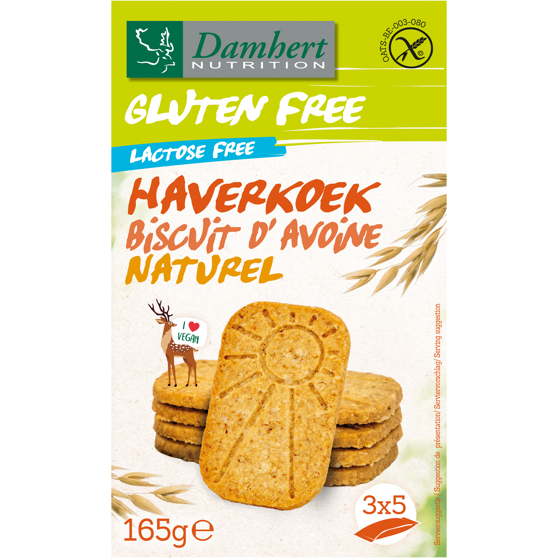 Damhert Haverkoekjes naturel glutenvrij 165.00 Gram