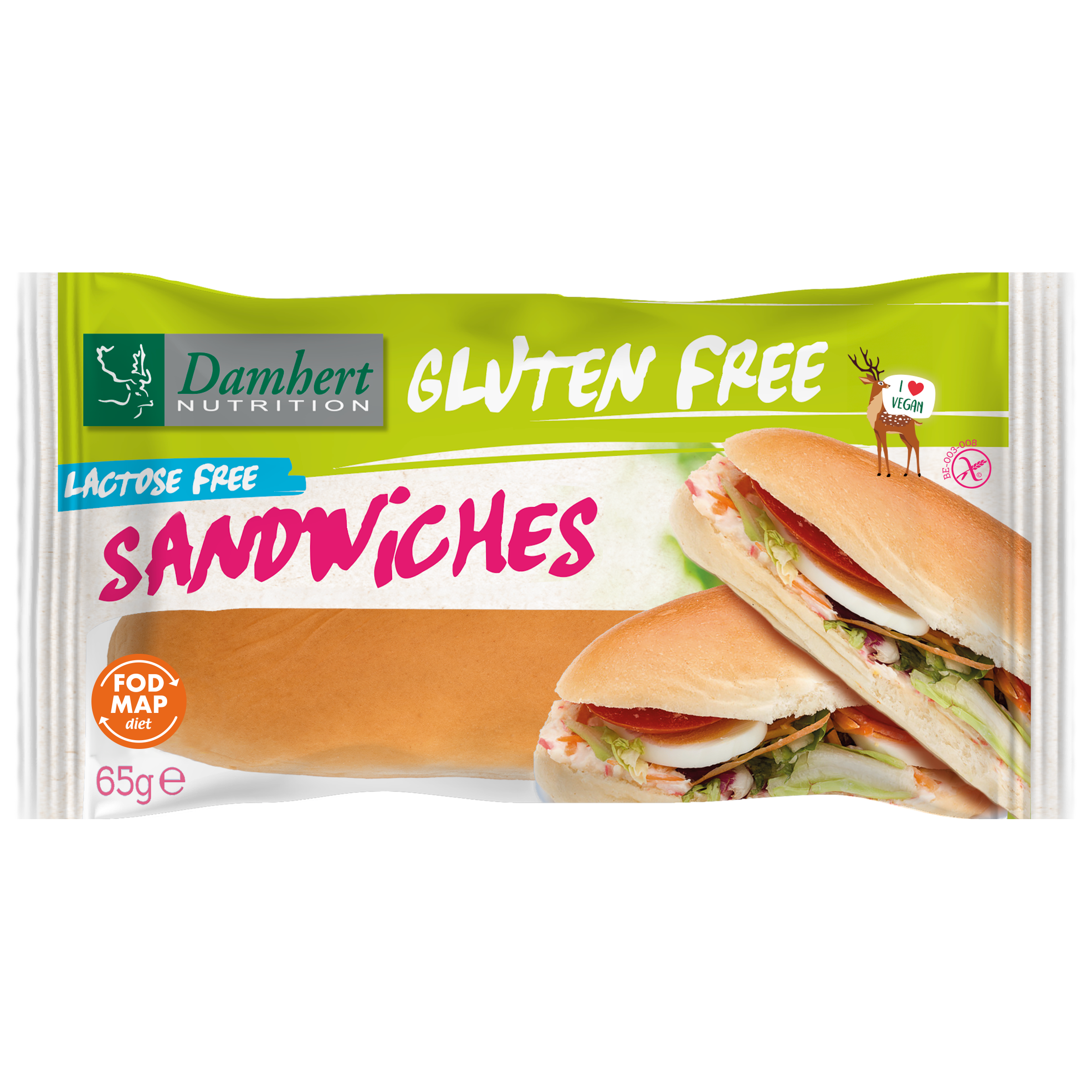 Damhert Sandwiches glutenvrij 65.00 Gram