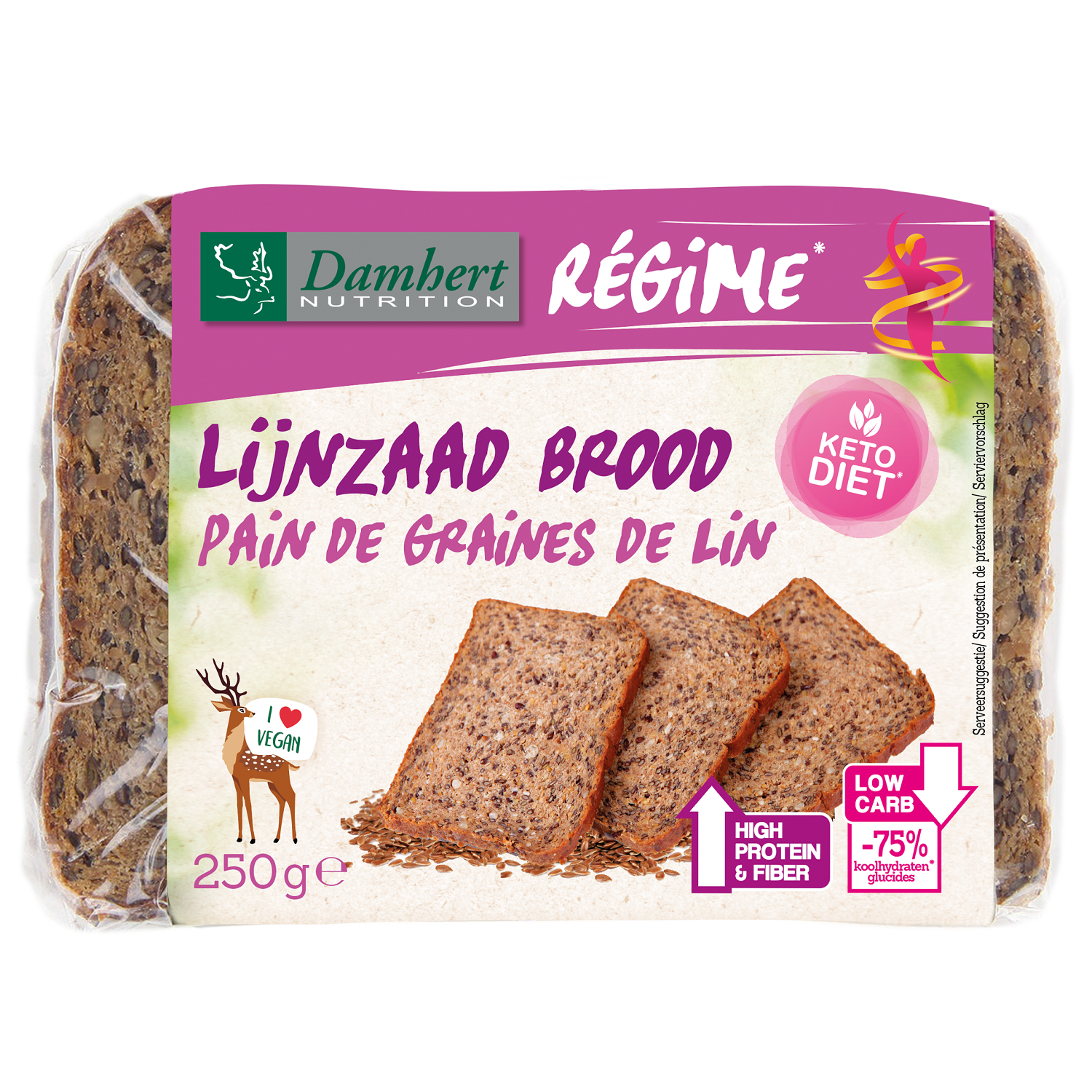 Damhert Lijnzaadbrood low carb 250 Gram