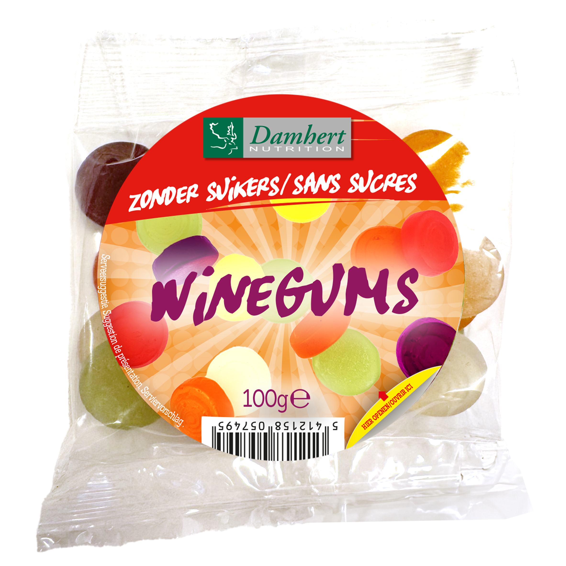 Damhert Winegums suikervrij 100.00 Gram