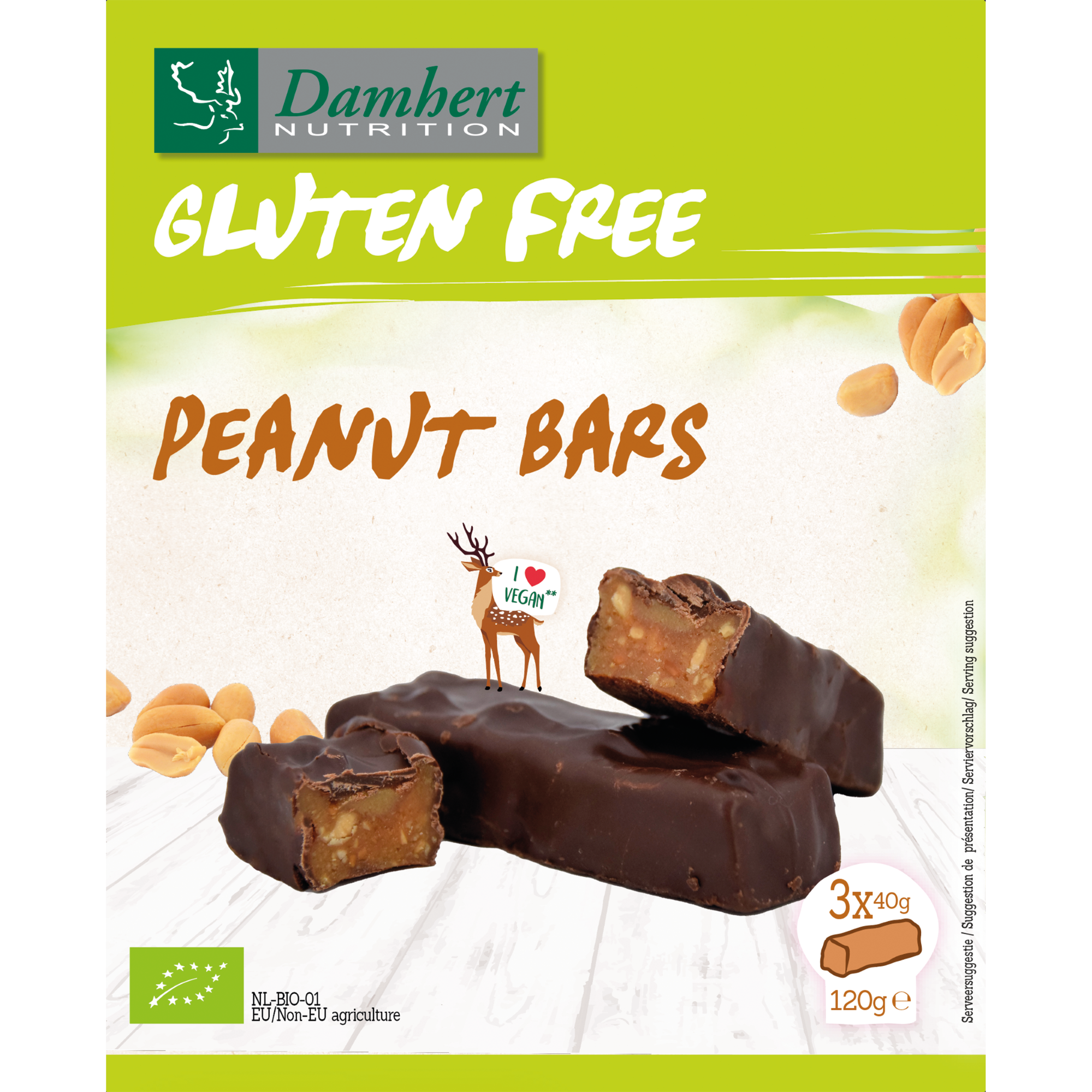 Damhert Peanut bars glutenvrij bio 120.00 Gram