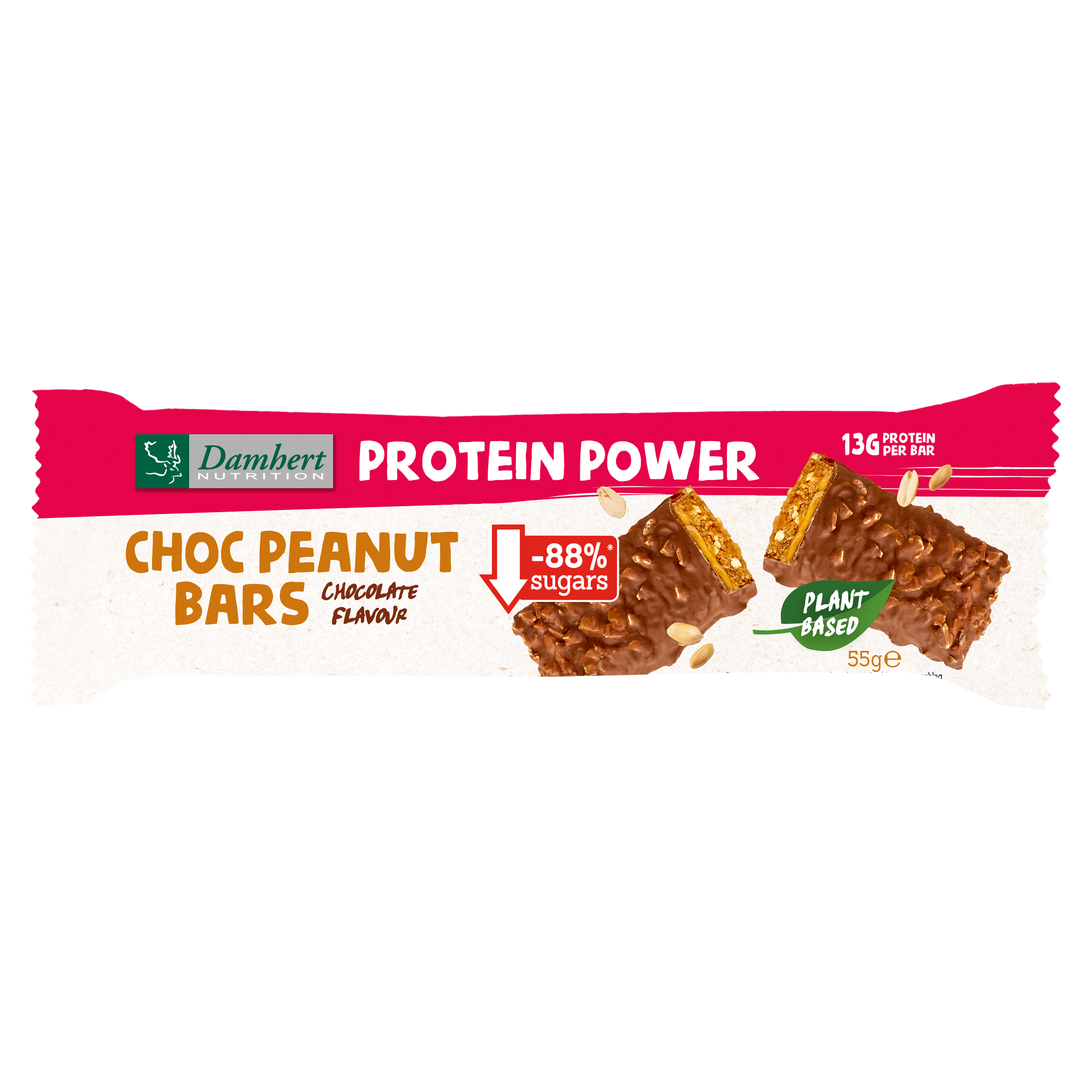 Damhert Protein peanut/choco bar glutenvrij 55.00 Gram