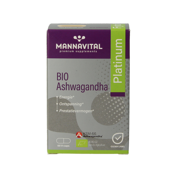 Mannavital Ashwagandha platinum bio 60.00 Vegetarische capsules
