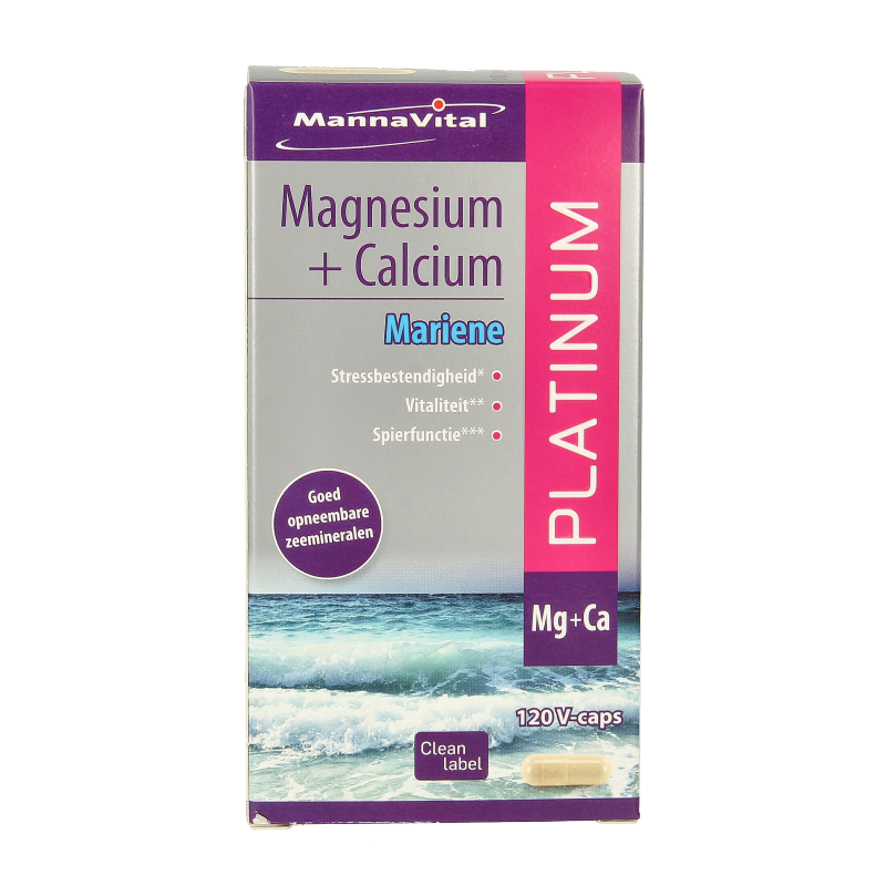Mannavital Mariene magnesium + calcium platinum 120 Vegetarische capsules