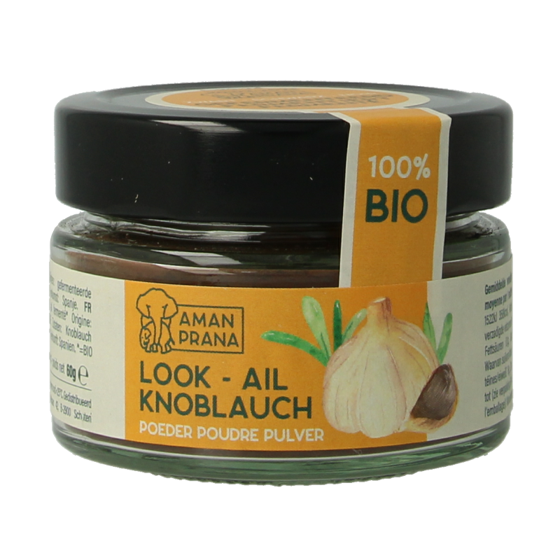 Amanprana Zwarte knoflookpoeder bio 60 Gram