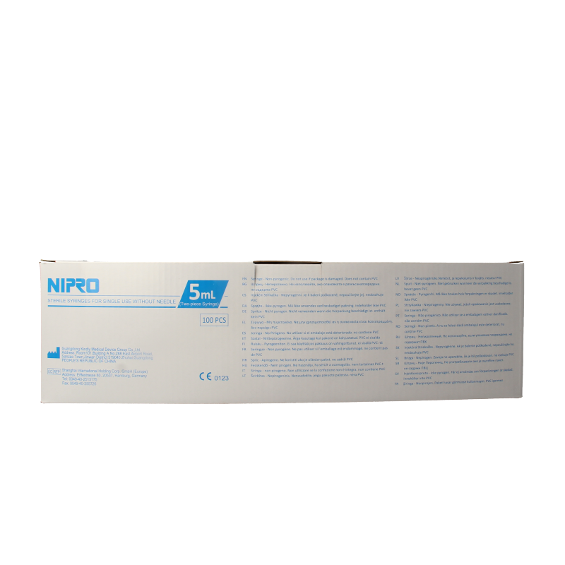 Nipro Injectiespuit 2-delig 5ml luer slip excentrisch 100 Stuks