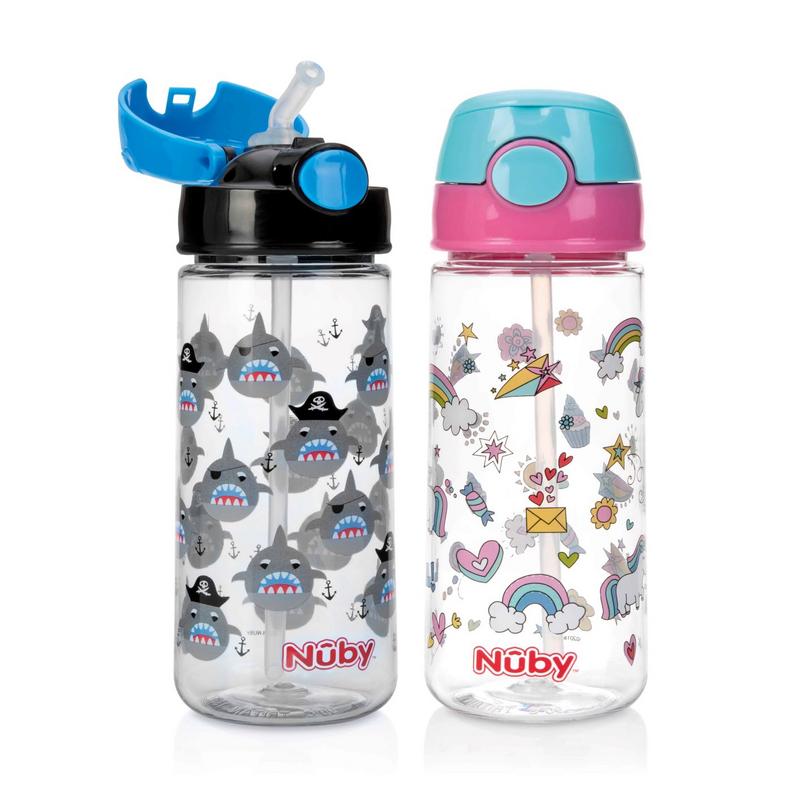 Nuby Beker met zacht rietje drukknop 540ml 4+ jaar 1 Stuks