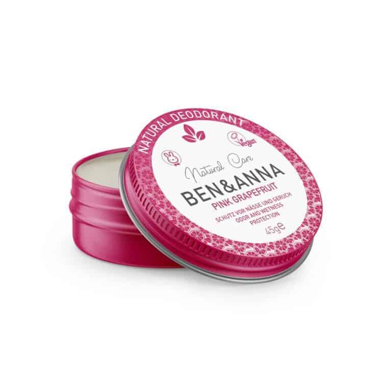 Ben & Anna Natural deodorant creme pink grapefruit blikje 45 Gram