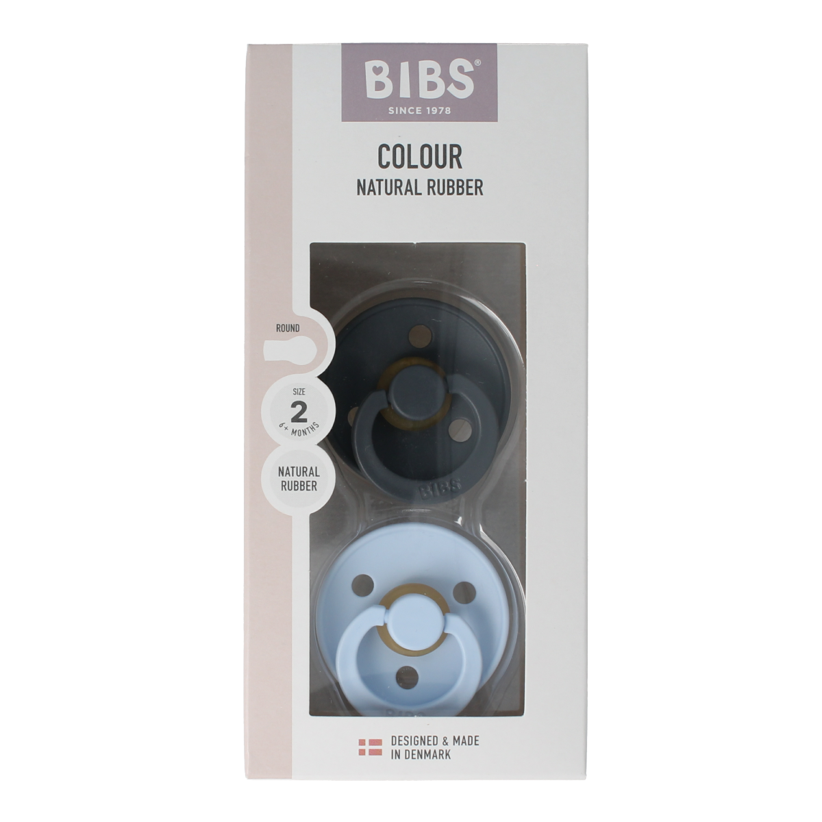 Bibs Fopspeen maat 2 iron / baby blue natural rubber 2.00 Stuks