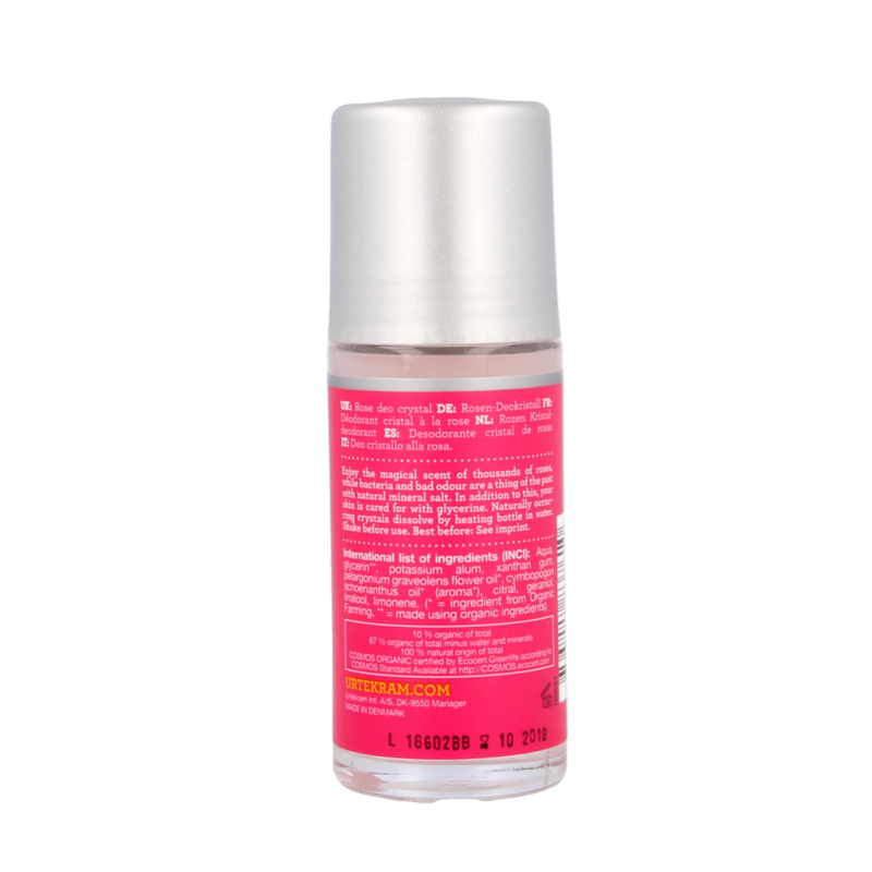Urtekram Deodorant crystal roll on rozen 50 Milliliter