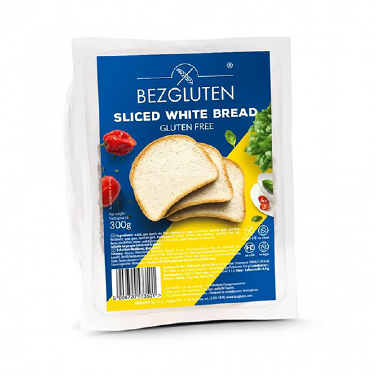 Bezgluten Wit brood gesneden glutenvrij 300 Gram