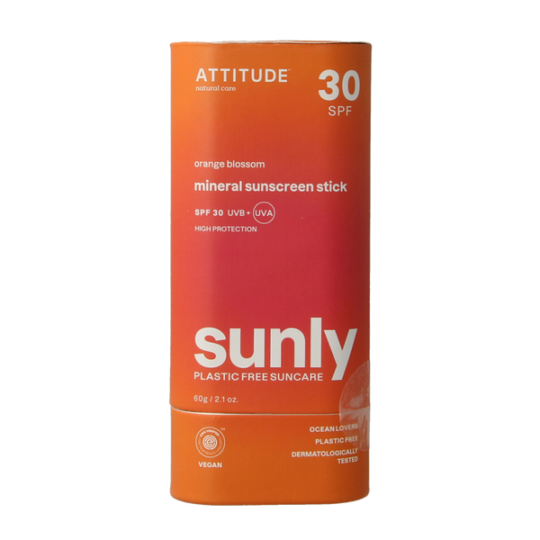 Attitude Sunly zonnebrandstick SPF30 oranjebloesem 60.00 Gram