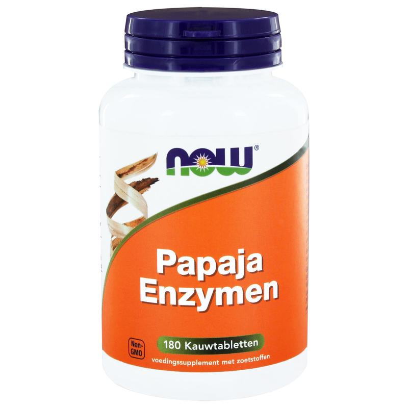 NOW Papaya enzymen kauwtabletten 180 Kauwtabletten
