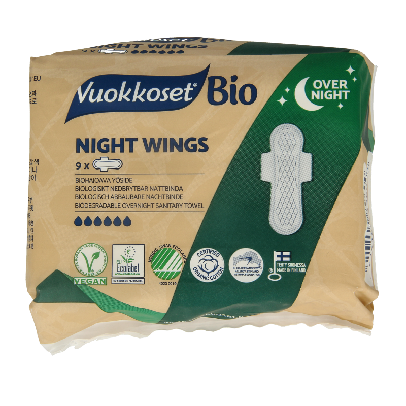 Vuokkoset Bio Maandverband night wing 9 Stuks