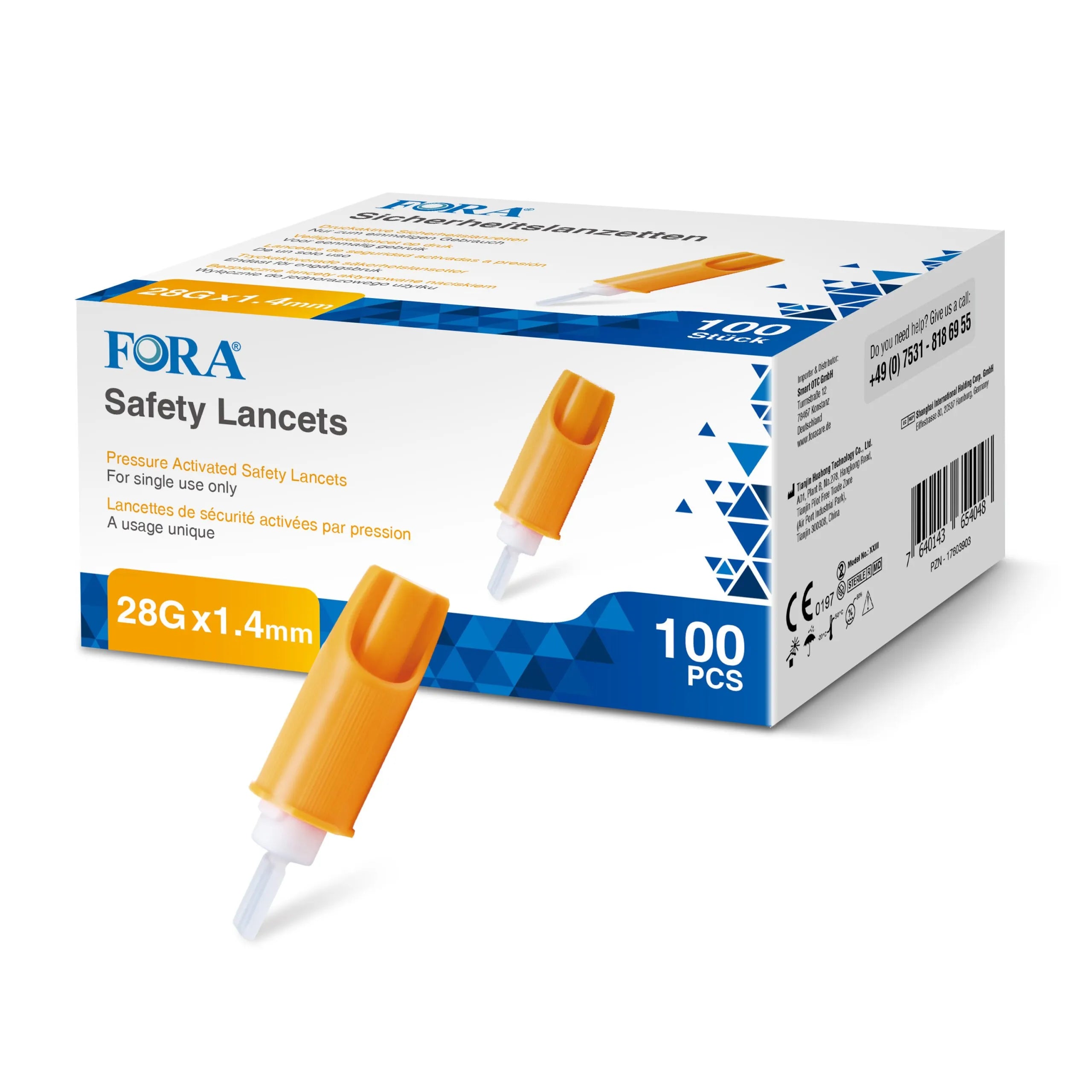 Fora FORA veiligheidslancetten (28G,100 stuks) 100.00 Stuks