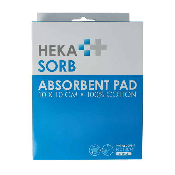 Hekasorb Absorberend verband 10x10cm steriel 10.00 Stuks