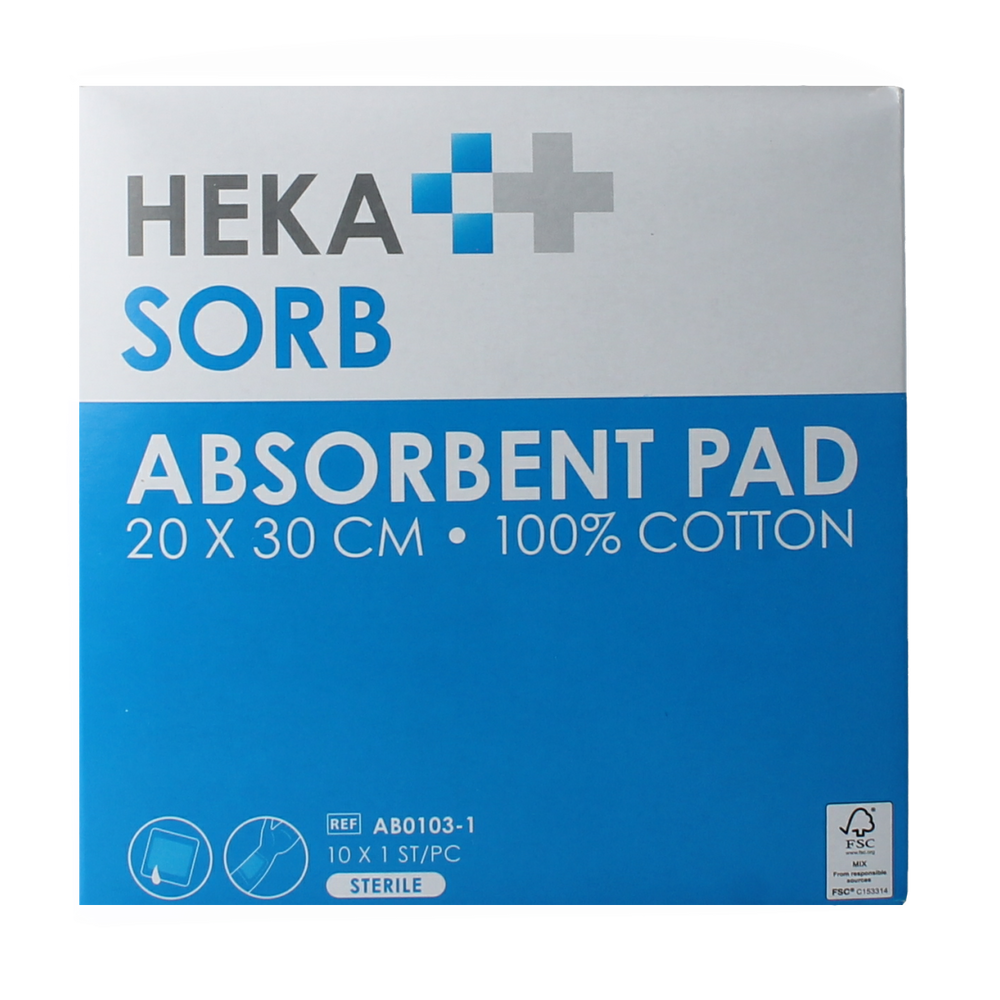 Hekasorb Absorberend verband 20x30 steriel  10.00 Stuks