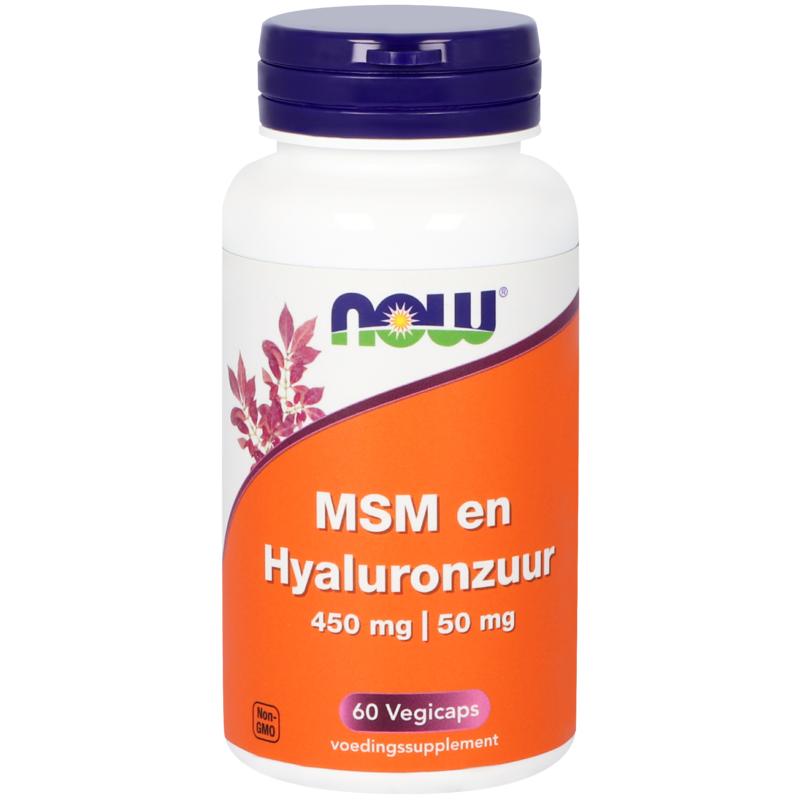 NOW MSM 450mg en hyaluronzuur 50mg 60 Vegetarische capsules
