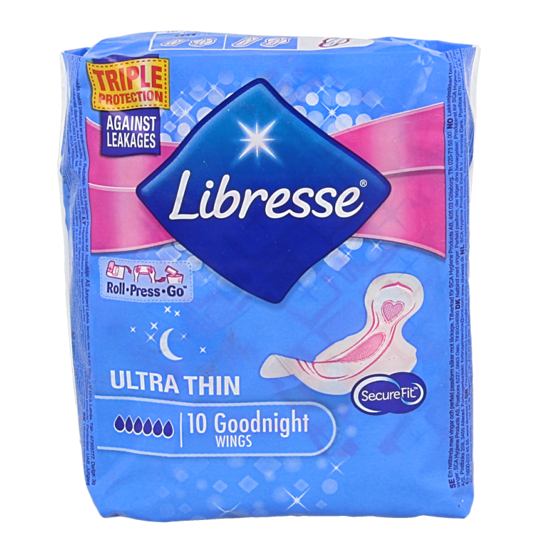 Libresse Ultra thin goodnight wings 10 Stuks