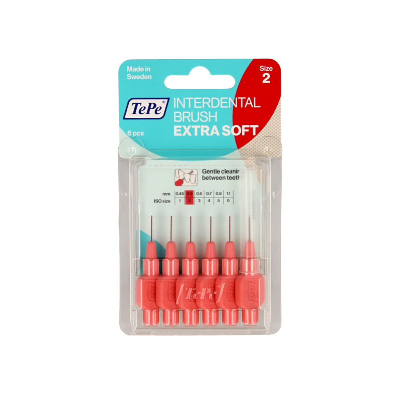 TePe Interdentale rager extra soft licht rood maat 2 6 Stuks