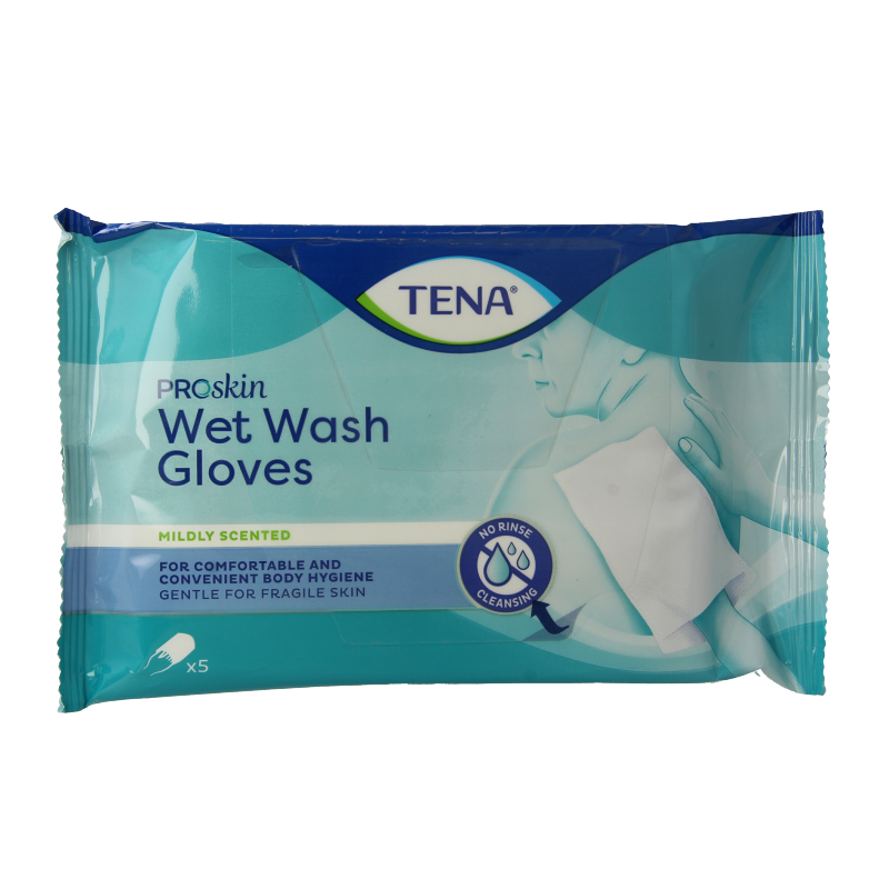 Tena Wetwash glove mild geparfumeerd 5 Stuks