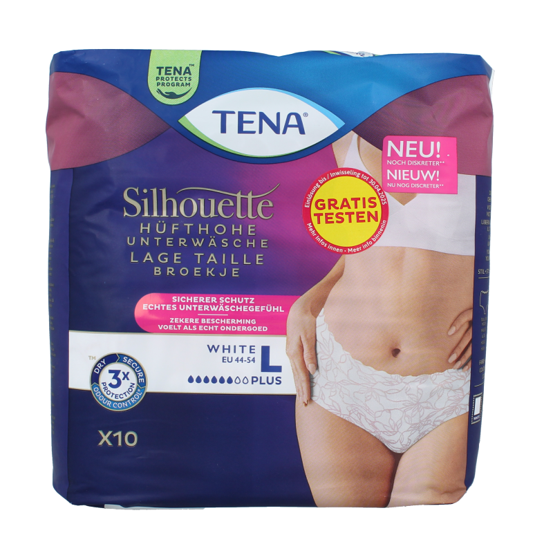 Tena Silhouette plus low waist wit L 10 Stuks