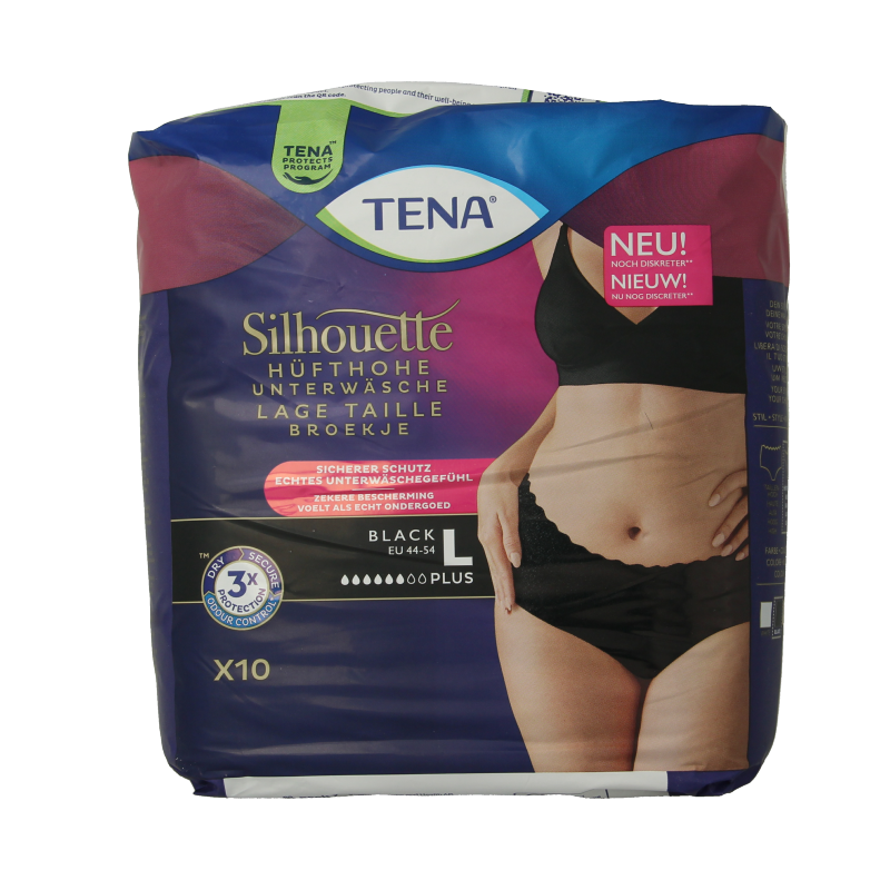 Tena Silhouette plus low waist zwart L 10 Stuks
