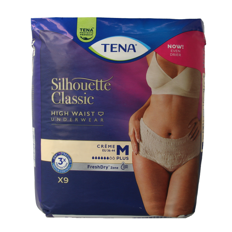 Tena Silhouet classic+ high waist creme M 9 Stuks