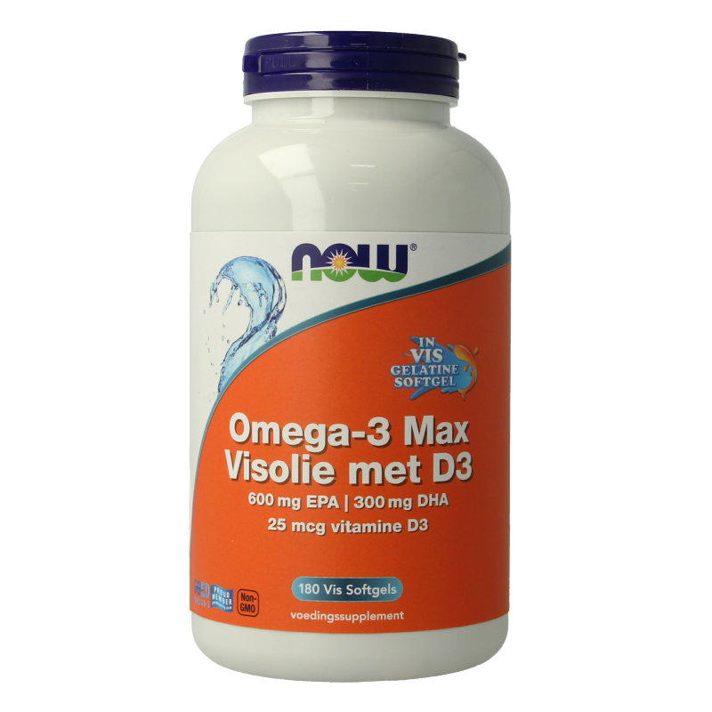 NOW Omega 3 max visolie D3 EPA DHA 180 Softgels