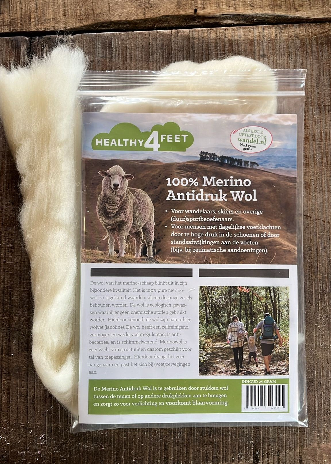 Healthy4Feet Wandel 100% Merino antidruk wol 50 + 5 gram 55 Gram