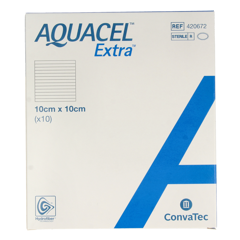 Aquacel Extra verband hydrofiber + versterking10 x 10cm 10 Stuks