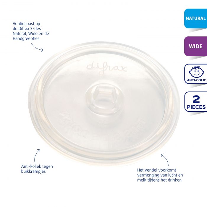 Difrax S-fles ventiel 2 Stuks