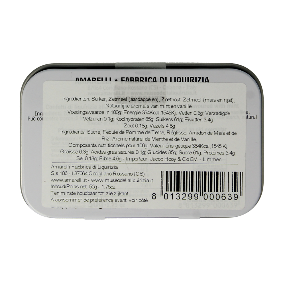 Amarelli Laurierdrop blikje pepermunt wit 50.00 Gram