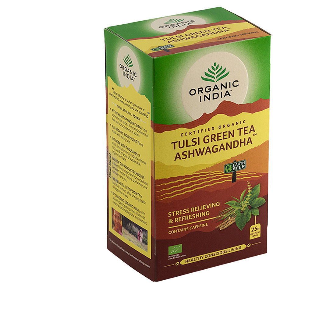 Organic India Tulsi green ashwagandha bio thee 25 Zakjes