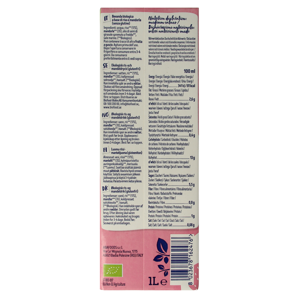 Isola Bio Rijstdrank amandel bio 1.00 Liter