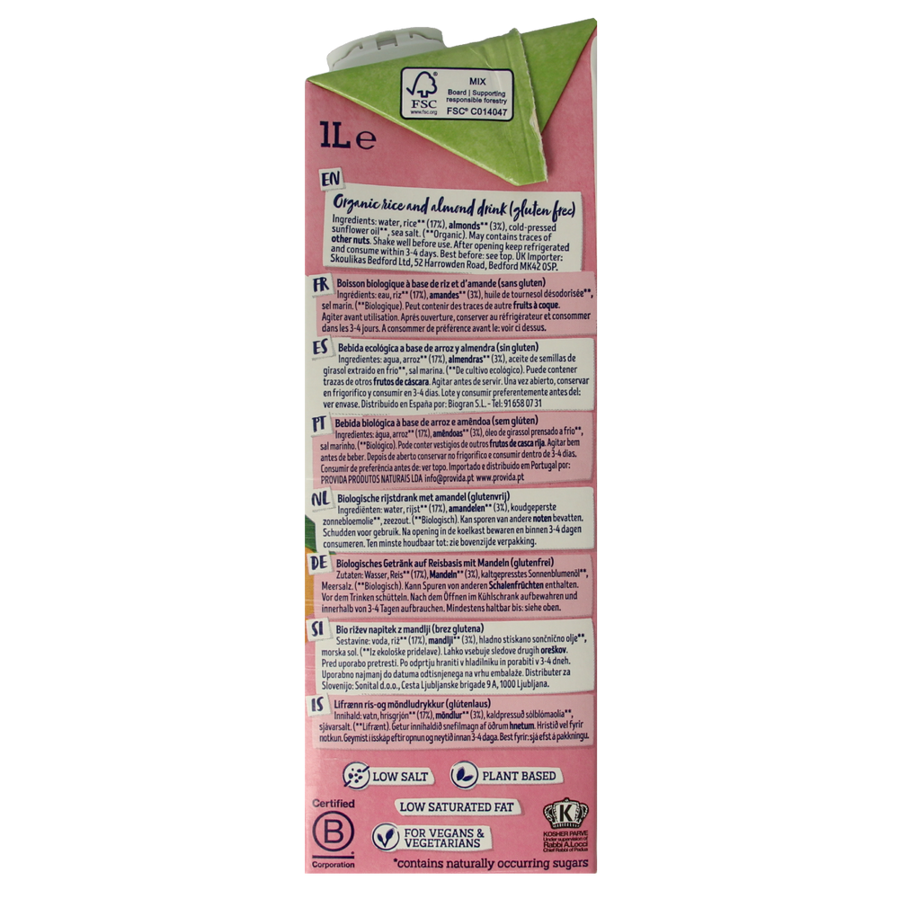 Isola Bio Rijstdrank amandel bio 1.00 Liter