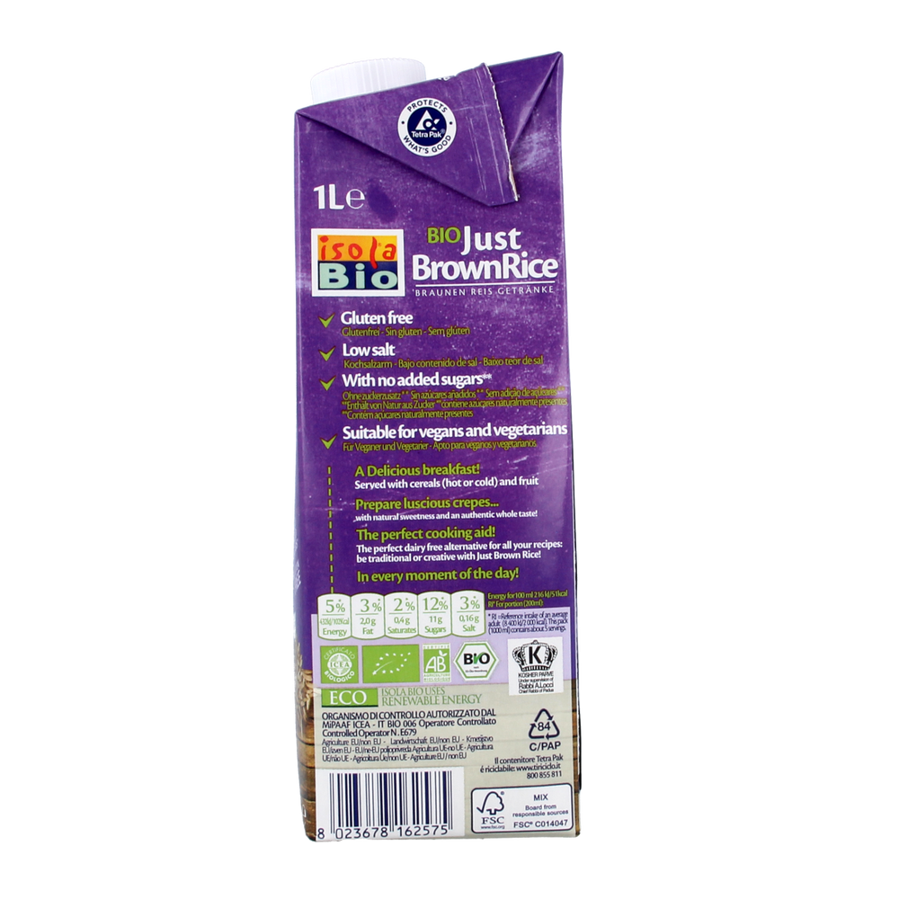 Isola Bio Just brown rice bio 1.00 Liter