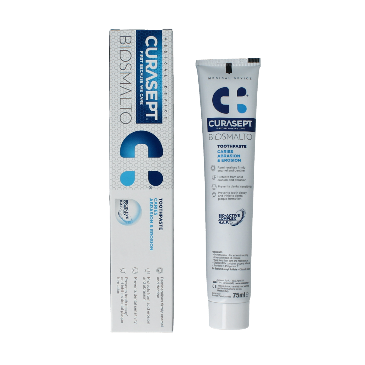 Curasept Biosmalto tandpasta caries slijtage erosie 75.00 Milliliter