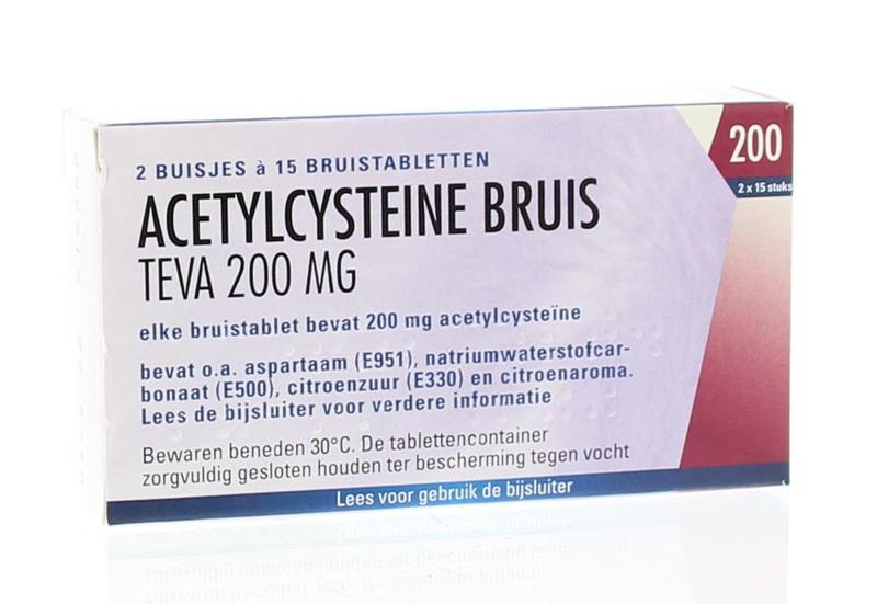 Teva Acetylcysteine 200mg 30 Bruistabletten