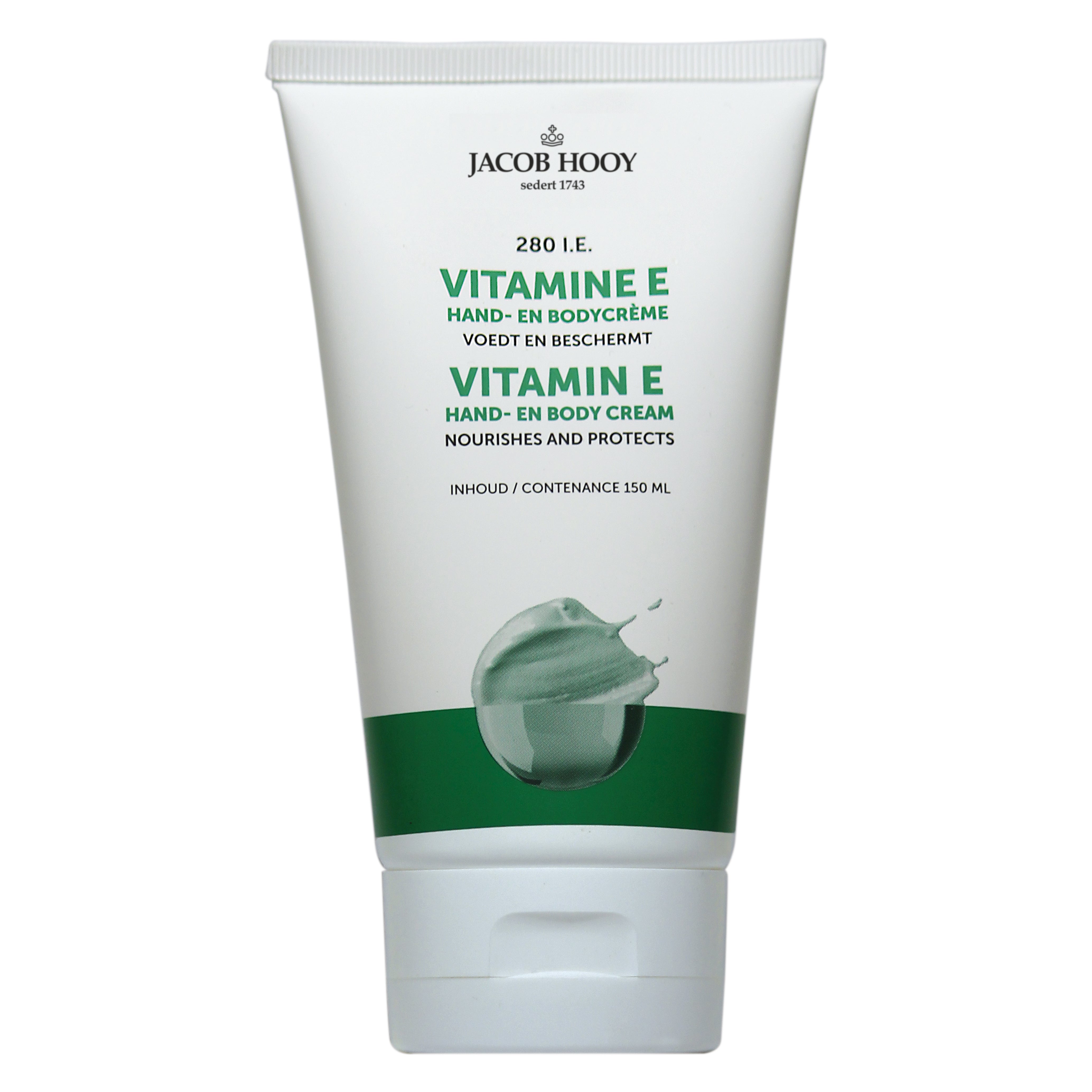 Jacob Hooy Vitamine E hand en bodycreme tube 150.00 Milliliter