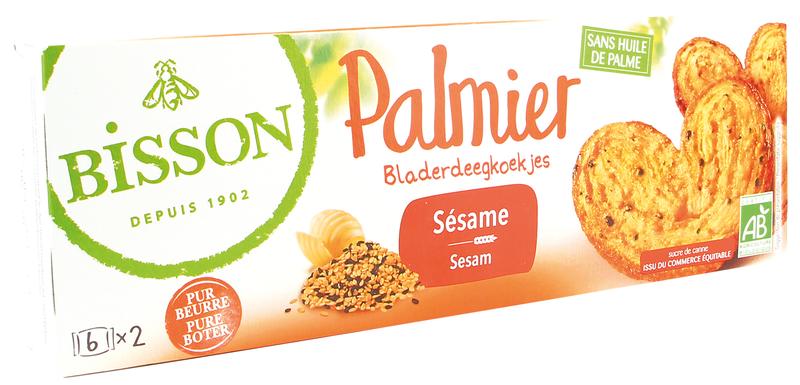 Bisson Palmier bladerdeegkoekjes sesam bio 100 Gram