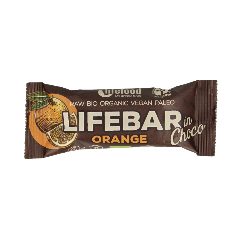 Lifefood Lifebar inchoco sinaasappel bio raw 40 Gram