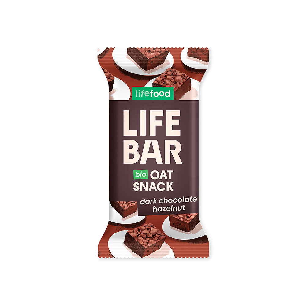 Lifefood Lifebar oatsnack pure chocolade hazelnoot bio 40 Gram