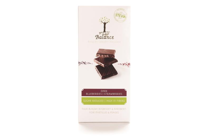 Balance Choco stevia tablet puur bosbes aardbei 85 Gram