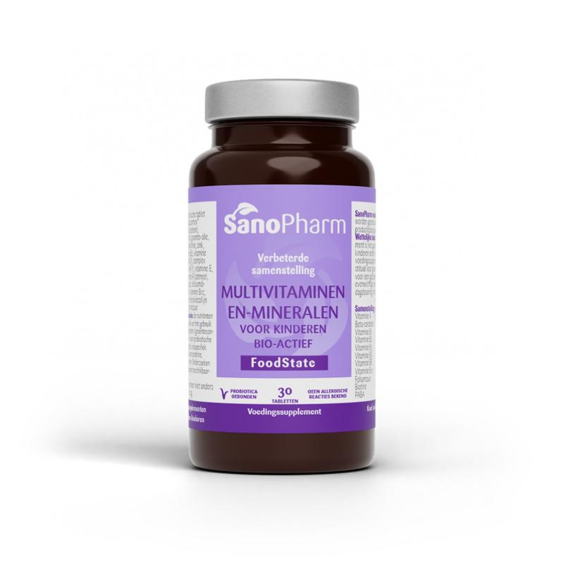 SanoPharm Kindermultivitaminen en mineralen foodstate 30 Tabletten