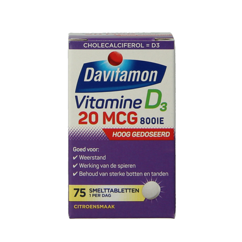 Davitamon Vitamine D3 forte smelttablet 75 Tabletten