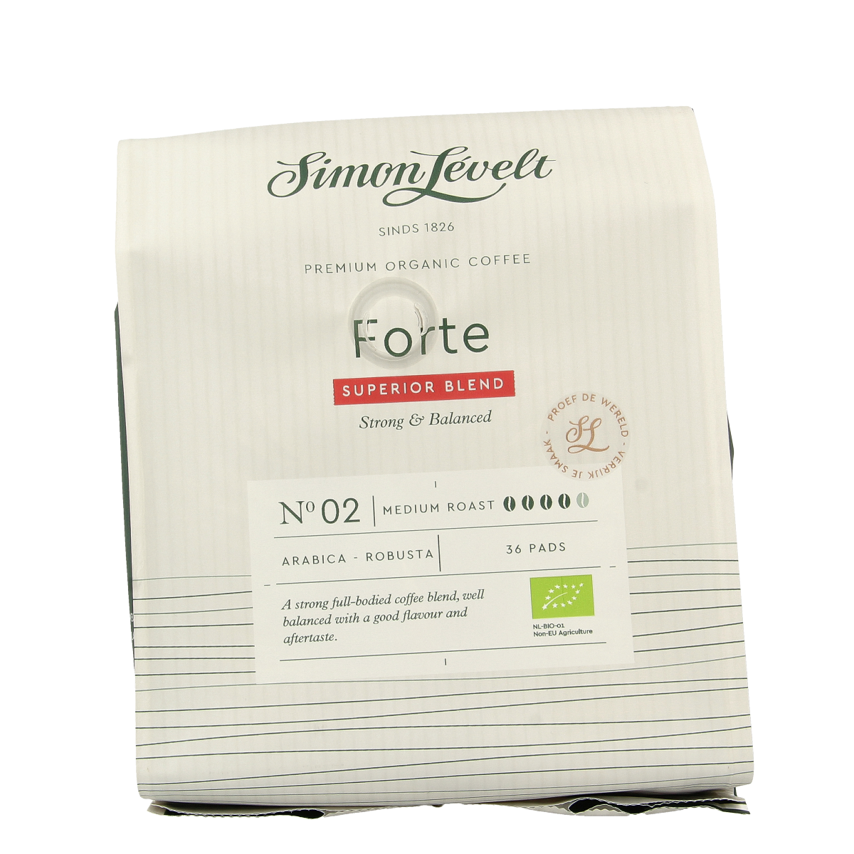 Simon Levelt Cafe pads forte superior blend bio 36.00 Stuks